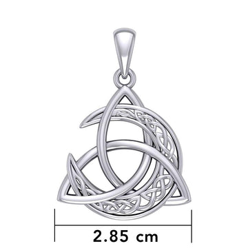 Trinity Knot with Celtic Crescent Moon Silver Pendant TPD5884 - Jewelry